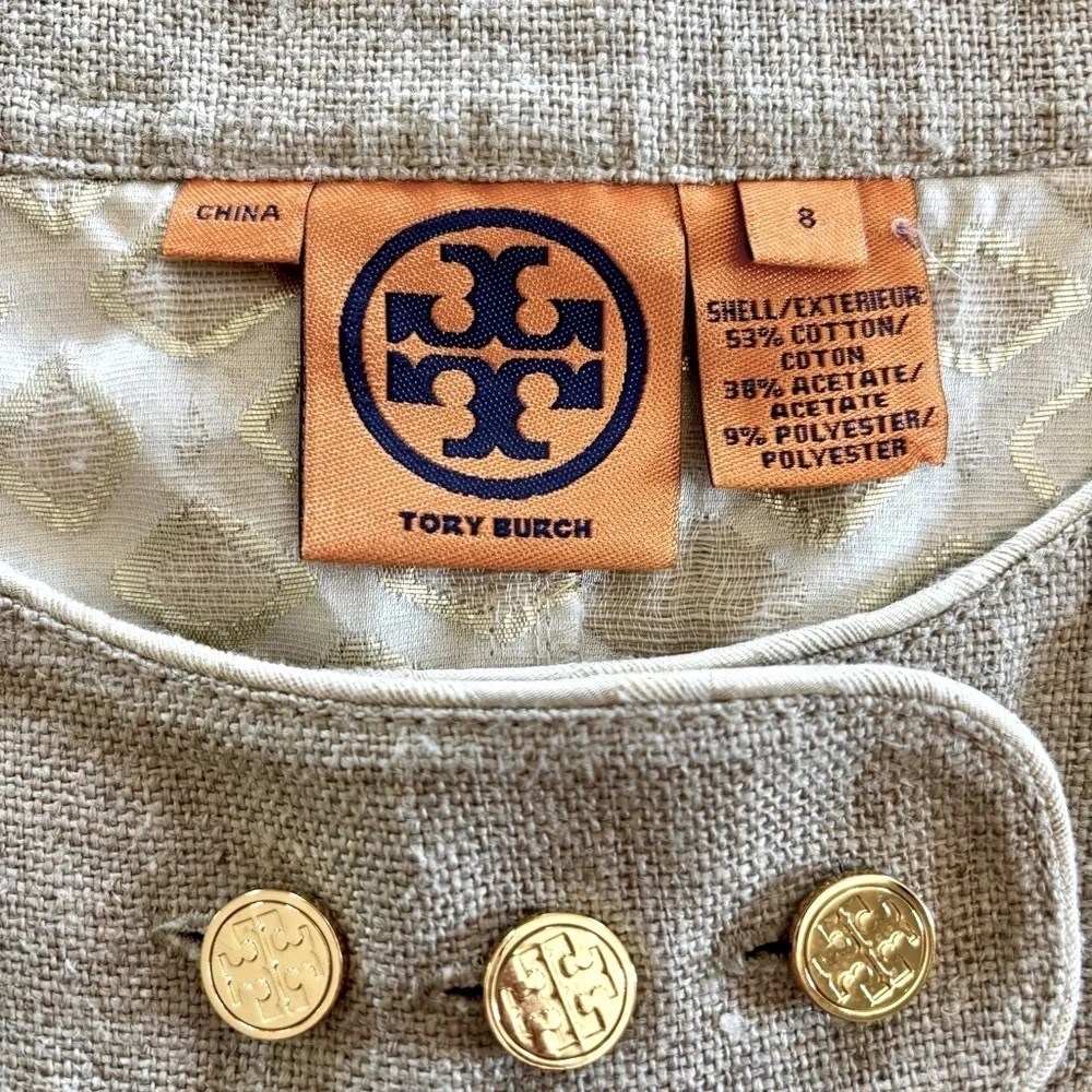 TORY BURCH Cream Patterned Sleeveless Dress